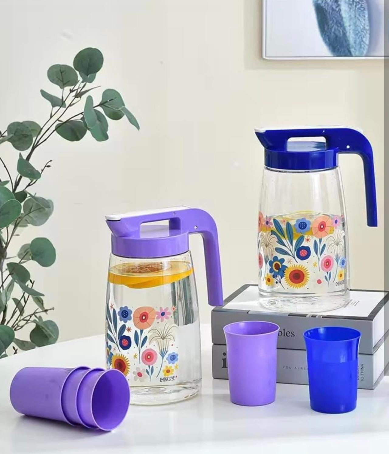 SET JARRA FLOWER + VASOS